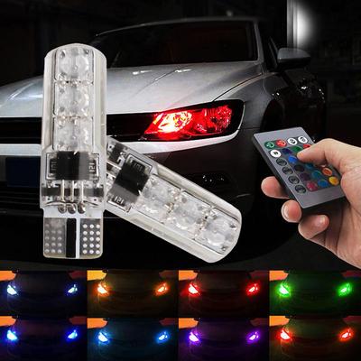 Ramidos 2x T10 5050 LED RGB Vícebarevné vnitřní klínové boční světlo Stroboskop Dálkové ovládání