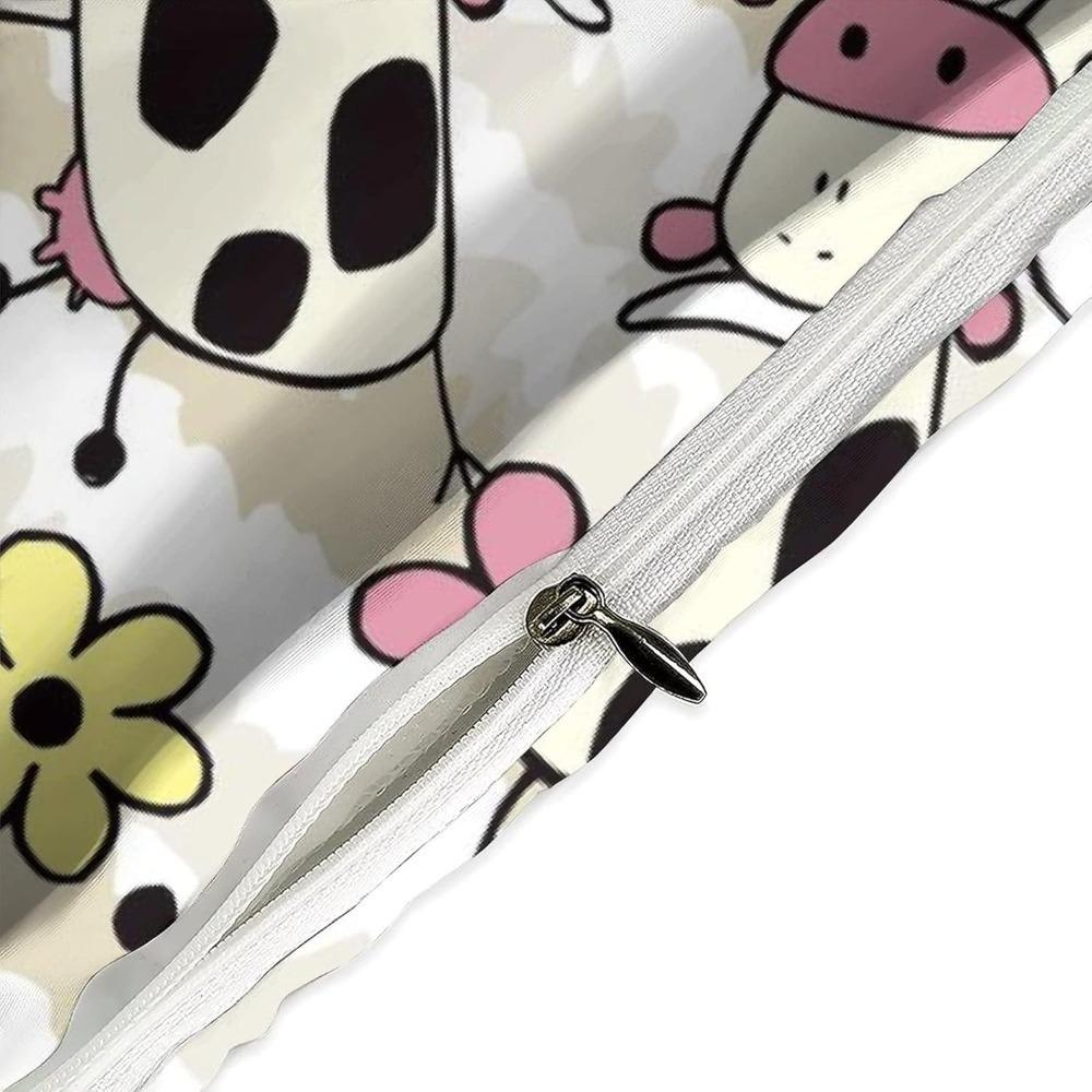 Cartoon Cow Motif,Microfibre Bedding Sets, Children's Bed Linen with Zip Room Decor  Duvet Cover  for Teenagers  Adult 3-Piece