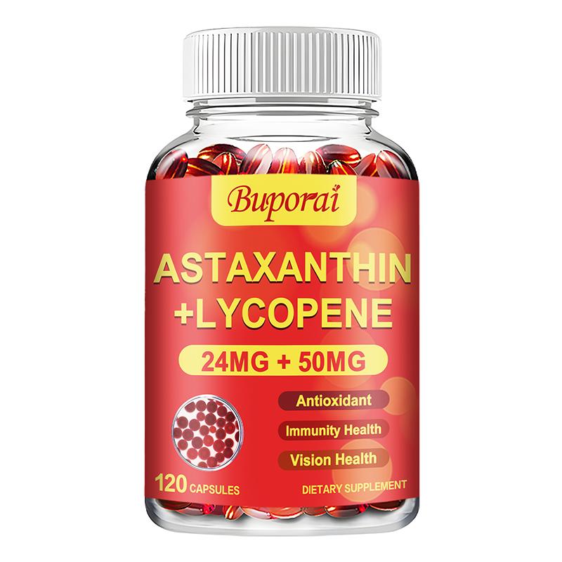 

Buporai Astaxanthin Capsules with Astaxanthin, Lycopene, for Natural Antioxidant Skin & Eye Health Joint & Muscle Health Energy & Immune Health 120