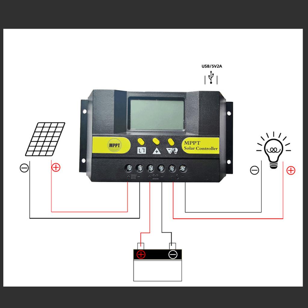 Solar Controller MPPT 12V 24V LCD Display Comprehensive Protection Functions Solar Regulator for Solar Power System