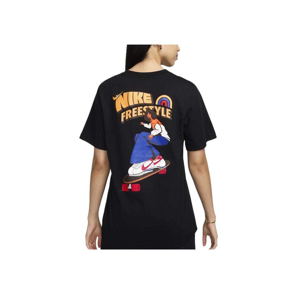 Nike Sportswear Cartoon Letter Print Loose Short Sleeve T-Shirt Women Tops Black HM5024-010