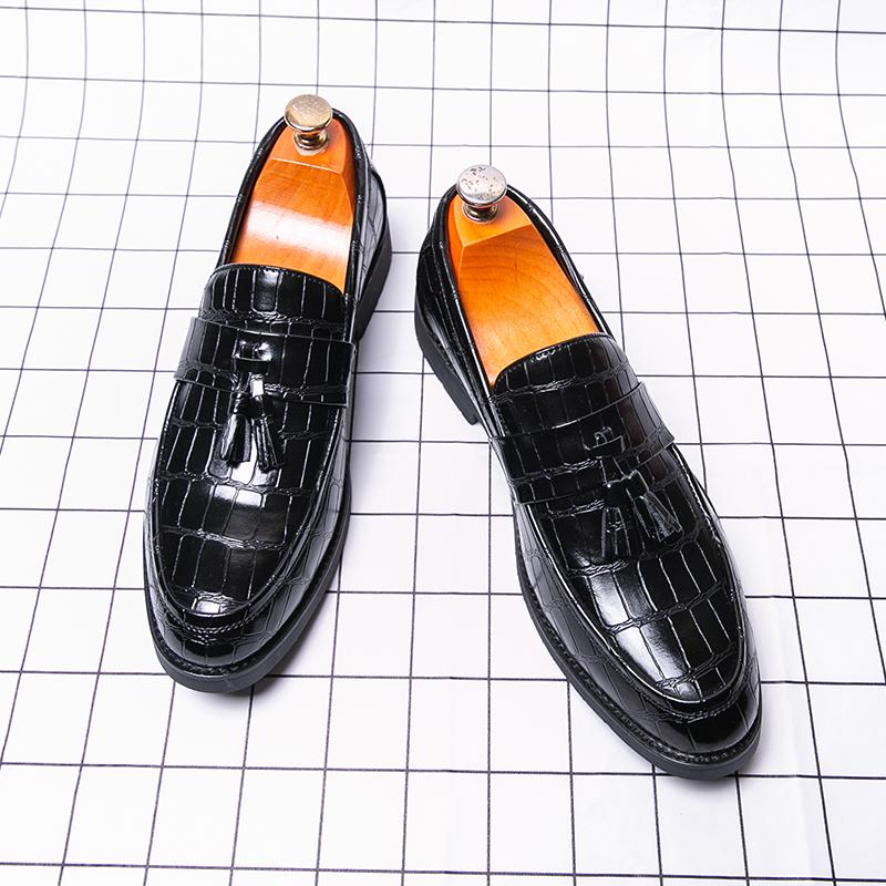 Fashion Luxury New Tassel Loafers New Men's Alligator Pattern Patent Leather Shoes Designer Formal Wedding Dress Homecoming Footwear