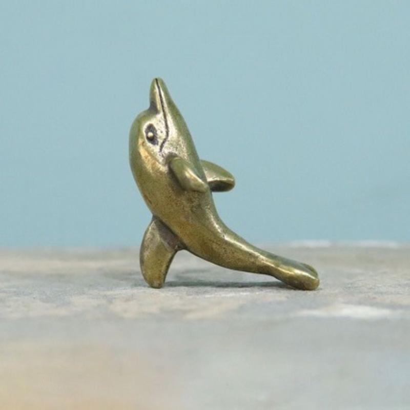 Brass Dolphin Figurine Vintage Handcrafted Rustic Finish Perfect For Aquarium Fish Tank Home Decor Collection