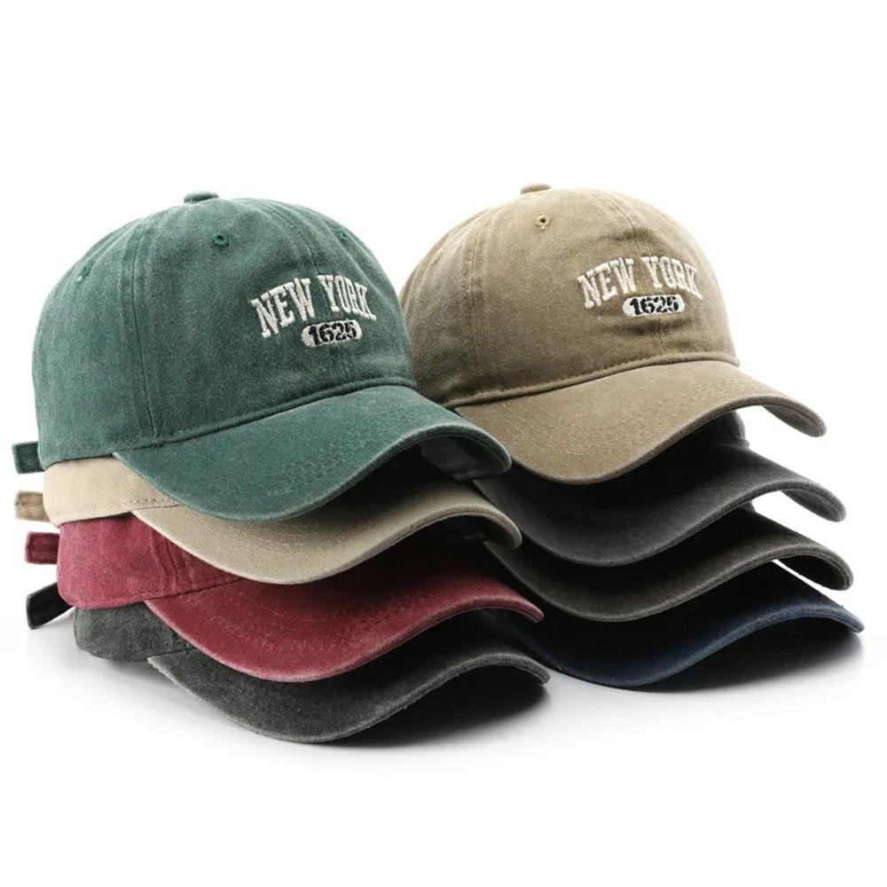 Retro Letter New York Embroidery Baseball Cap Visor Washed Cotton Baseball Hats Adjustable Peaked Cap For Man Women