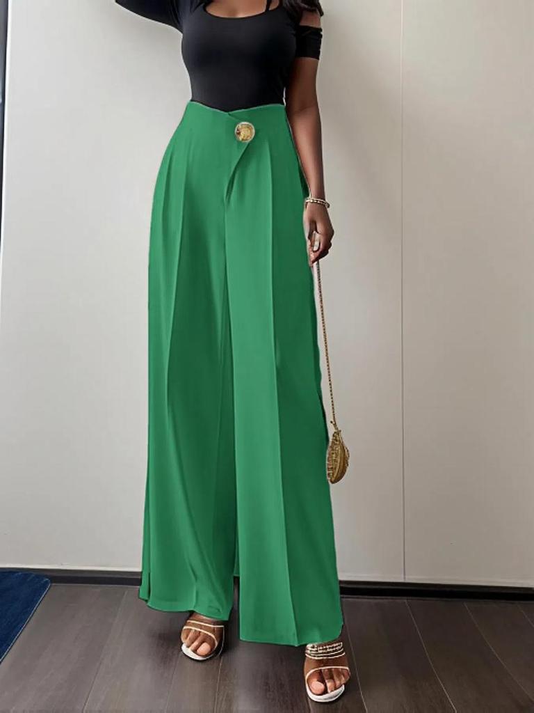 Neue einfarbige High-Waist-Freizeithosen mit geradem Bein für Damen Formelle Hosen Lange Hosen Anzüge für Damen