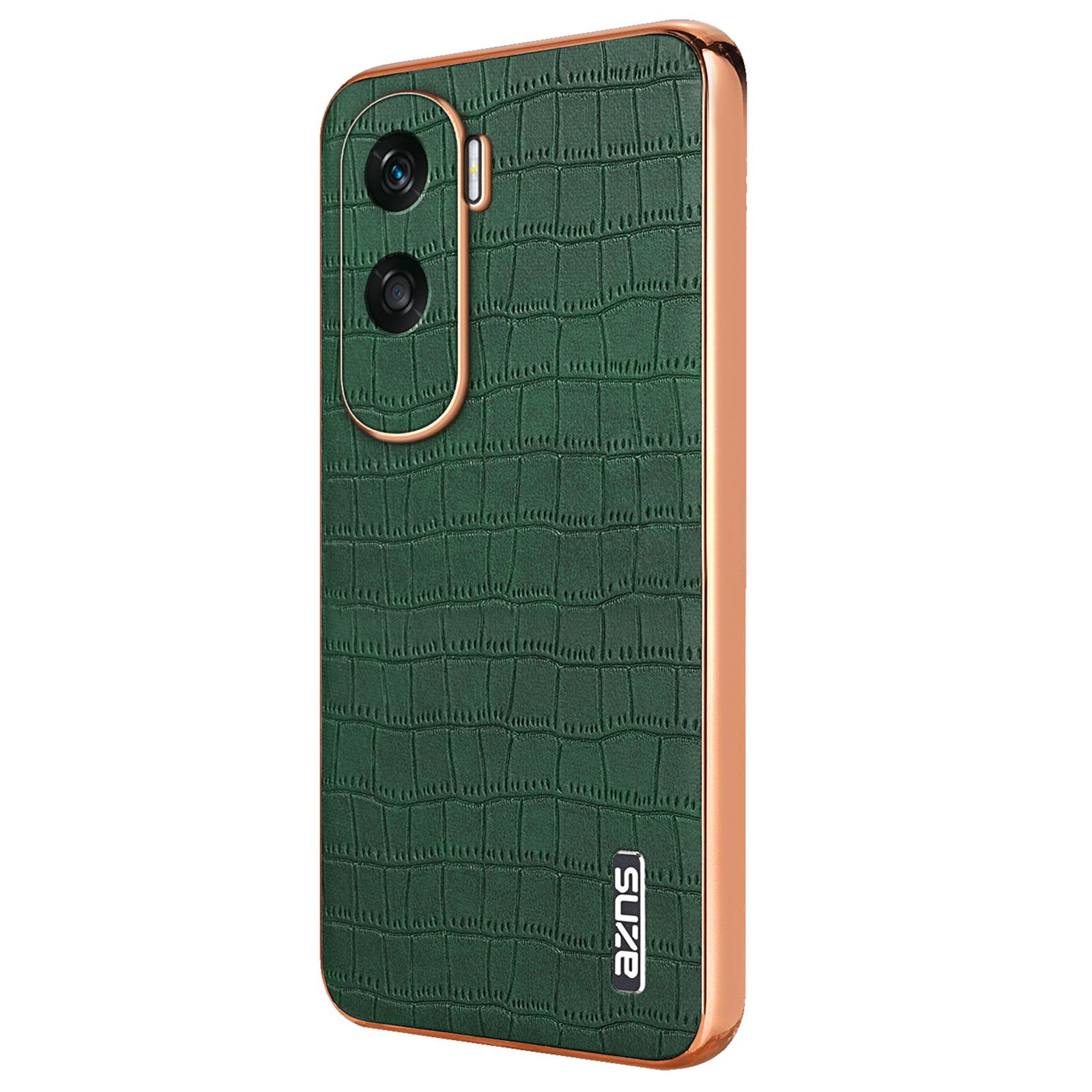 

For Honor X50i 5G/90 Lite 5G Case Electroplating PU Leather Coated TPU Phone Back Cover Green