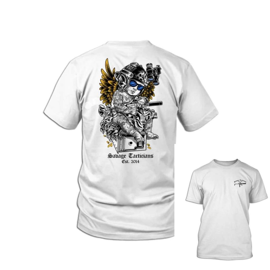 Summer Tactical Operator Skull Graphic Tee Cotton Military Streetwear Casual Short Sleeve Combat Style Top For Men And Women