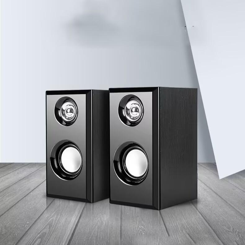 Computer Speakers USB Wired Wood Speakers Bass Stereo Subwoofer Sound Box 3.5mm AUX Input USB Power For Desktop PC Smart Phone