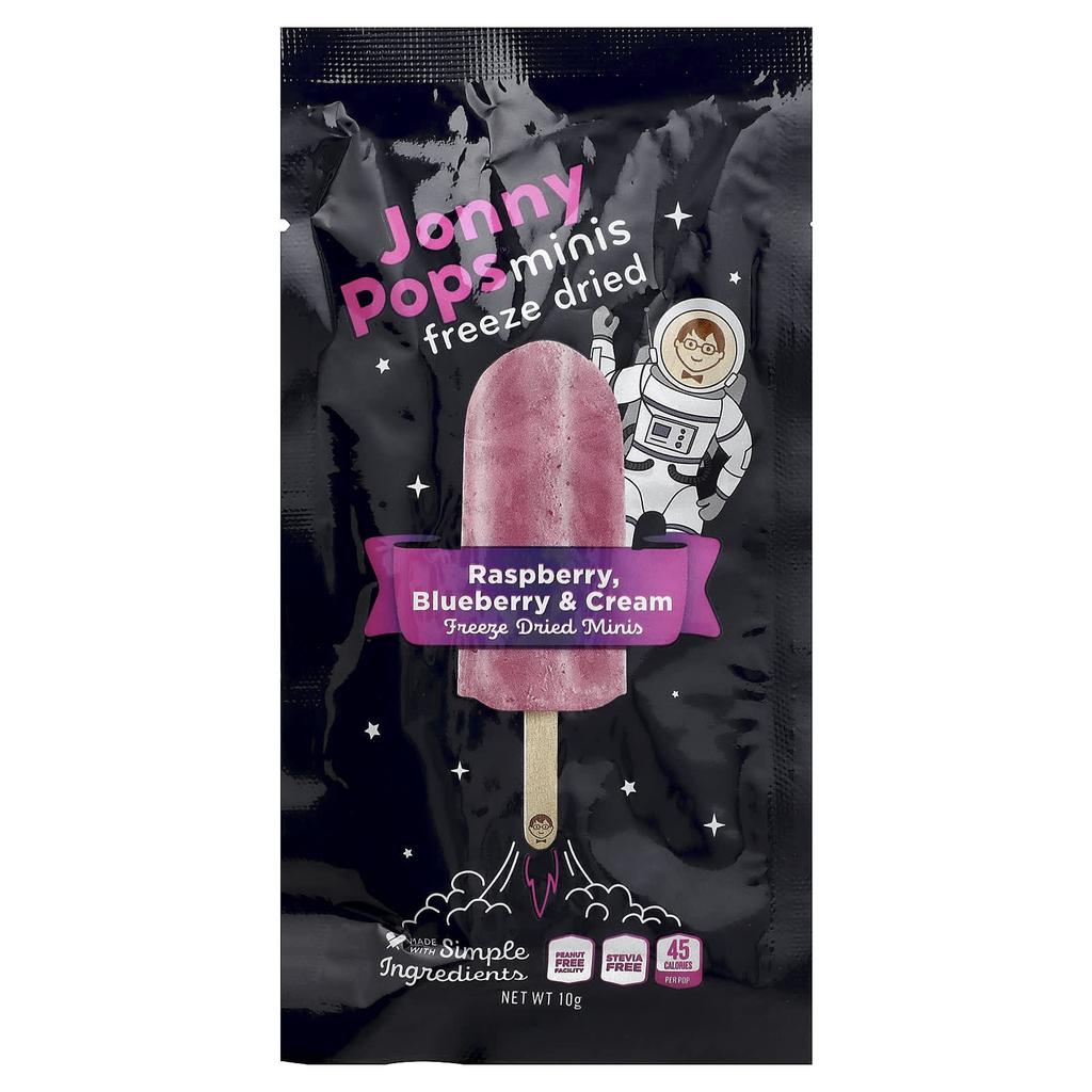 JonnyPops, Freeze-Dried Minis, Raspberry, Blueberry & Cream, 5 Count, 10g Each