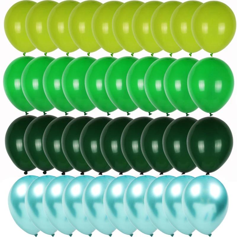 40pcs/set Olive Green Balloons Animal Patterns Bright-coloured Decorations Exquisite Balloons Jungle Zoo Theme Party Birthday