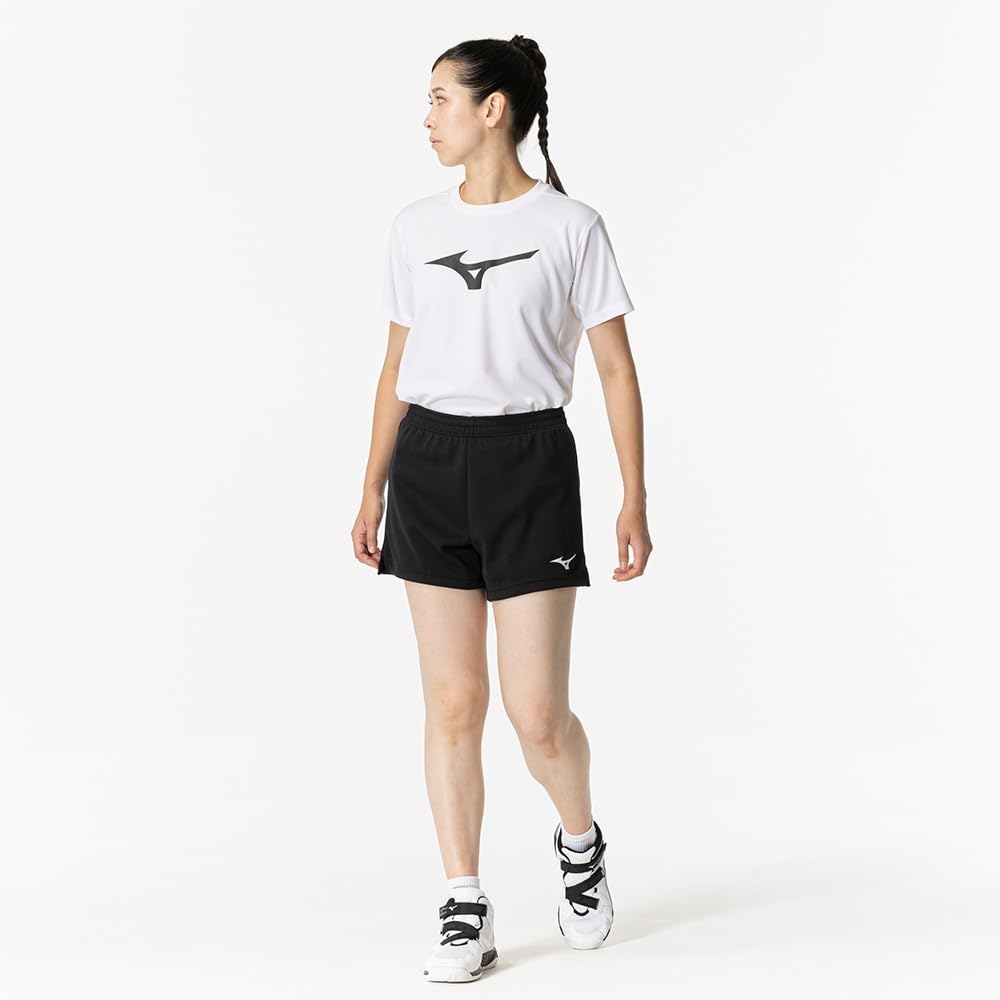 Volleyball Wear Game Knit Inseam 11cm Sweat Quick L [Mizuno] Pants, Material, (L Size), Absorbent, Drying, V2MBB202, Women's, Black,