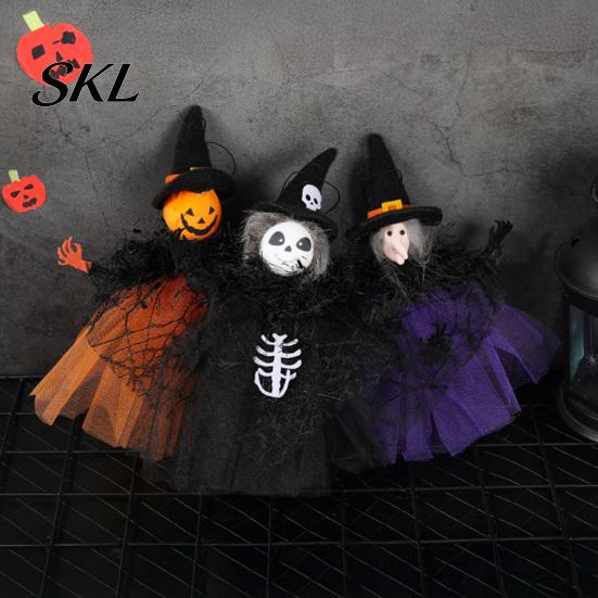 High-quality Halloween Decor Witch Doll Decoration, Spooky Ghost Pumpkin Hanging Decorative Statue with Gauze Skirt for Indoor Outdoor Party