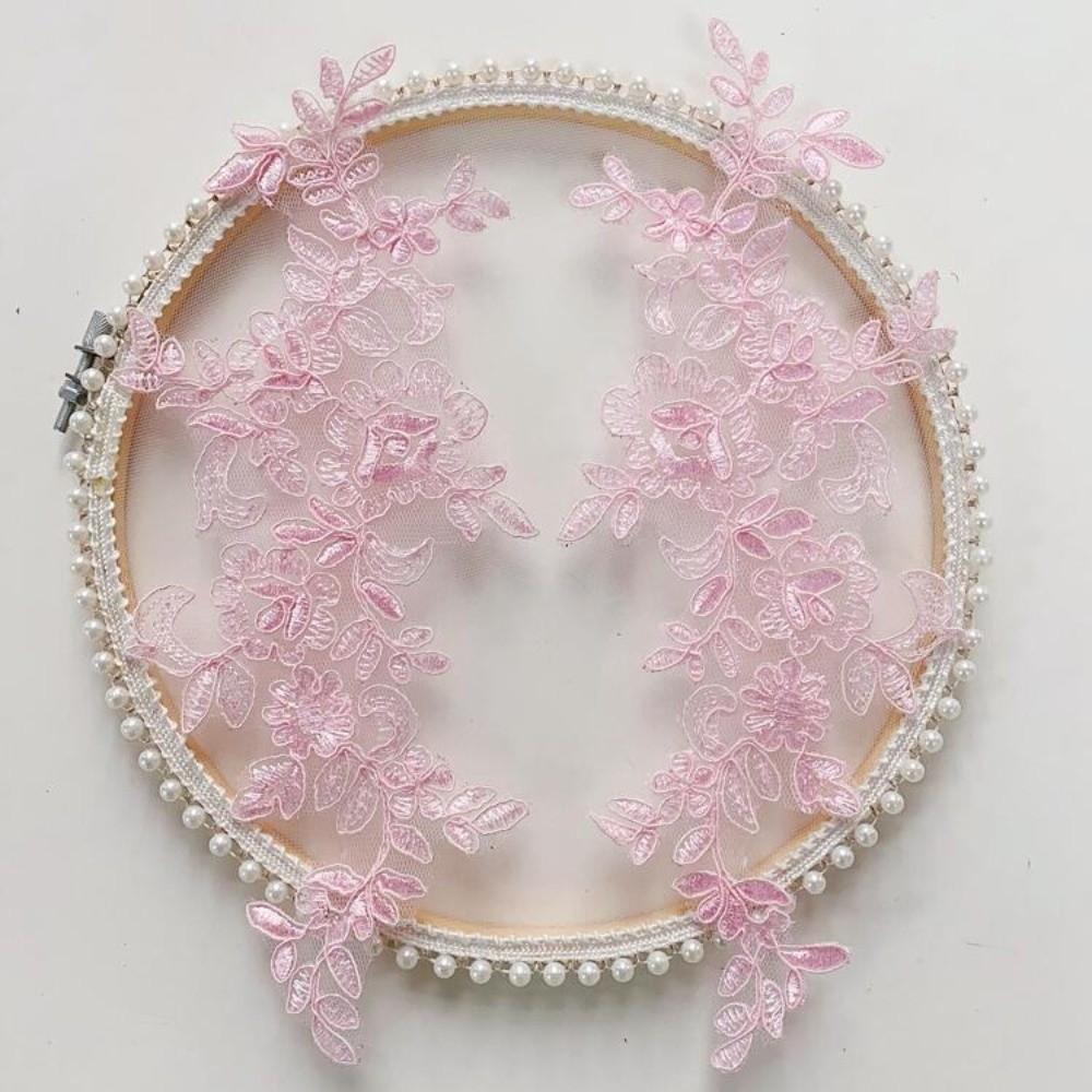 1Pair Polyester Fiber Embroidery Flower Patches DIY Handmade Floral Patches Embroidery Flower Sequins Lace Patch