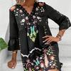 Women's Boho Floral Mini Dress Fall Long Sleeve V Neck Flowy Wedding Guest Dress Casual Beach Vacation Outfits