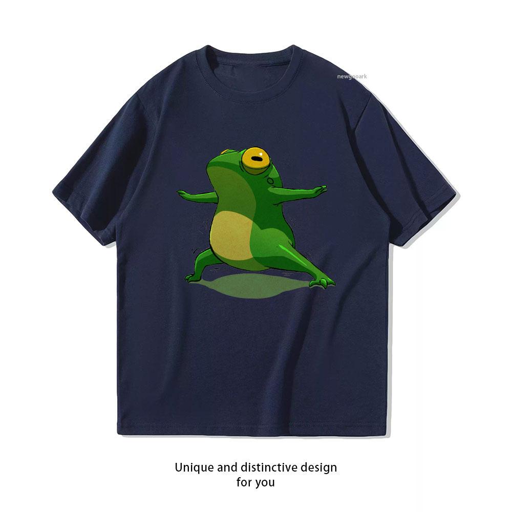 Yoga Frog Warrior Two Pose Tshirt Women Unisex Casual Cotton Graphic T Shirts Creative Streetwear Classic Aesthetic Camisetas S