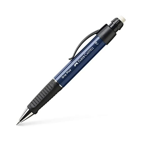 Faber-Castell Grip Plus Pencil 0.7mm Blue, Triangular Shape, Rubber Grip, with Eraser