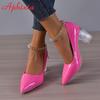 Aphixta 2025 New Luxury Transparent Bead Chain 7cm Transparent Chunky Heels Pumps Women Shoes String Bead Pointed Toe Pumps