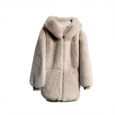 Winter Plush Imitation Fur Coat Women's New Loose and Thickened Imitation Rabbit Fur Coat Medium and Long Cotton Clothes