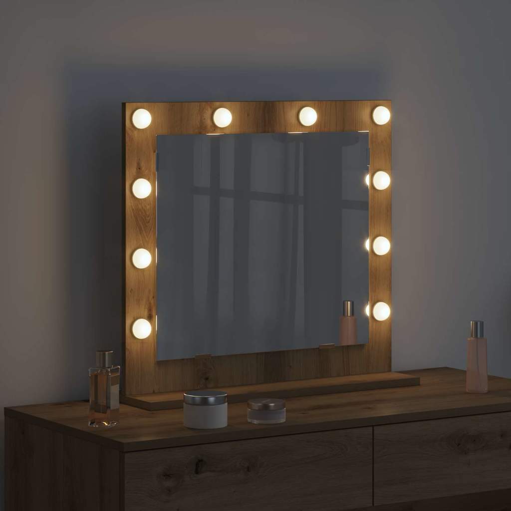 Rectangular Vanity Mirror In Artisan Oak Finish 60 X 55 X 18 Cm