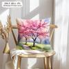Cherry Tree In Spring Cushion Cover Soft Plush Fabric Double-Sided Printed Sofa Cushion Cover For All Seasons Home Decor Gift
