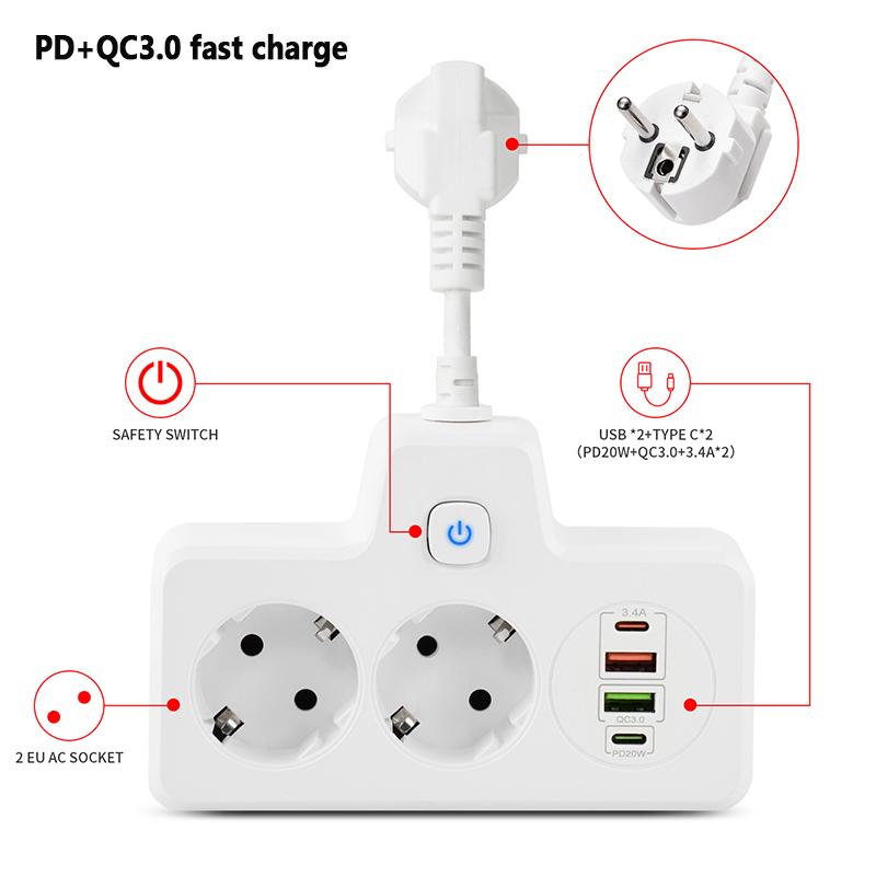 Steckdosenleiste EU AC Steckdose Multiprise Smart Home Erweiterung Elektrischer Adapter Wandstecker Konverter