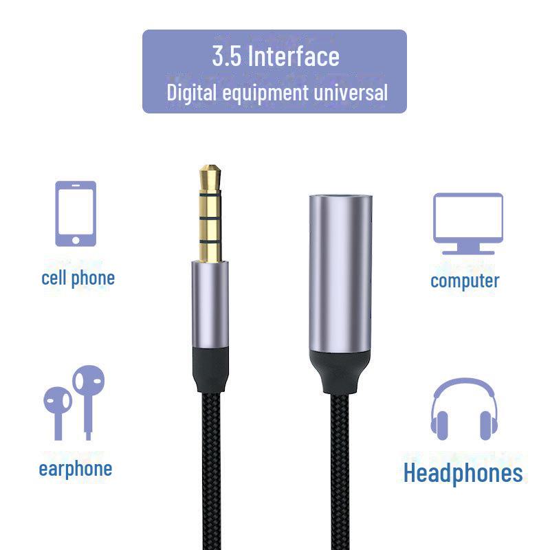 3.5mm Male to Female Braided Headphone Extension Cable with Aluminum Shell