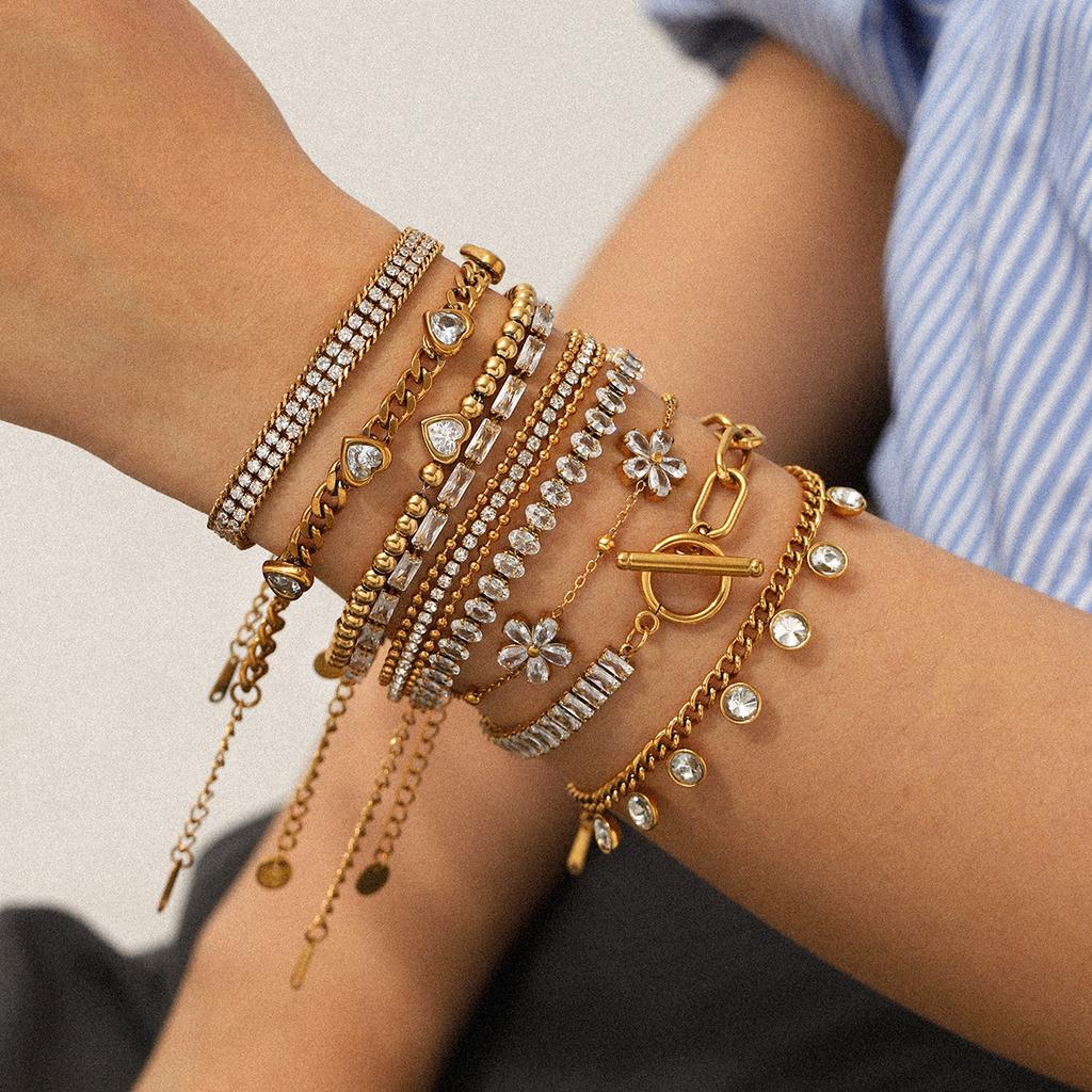 Titanium Steel Zircon Bracelet Minimalist Luxury Jewelry Versatile Elegant Women's Bracelet
