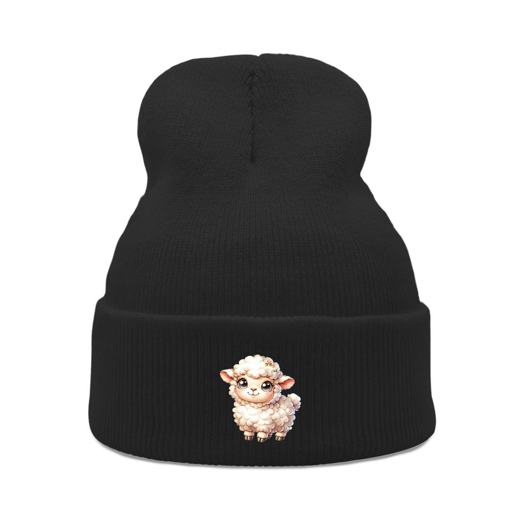 Unisex Winter Hats Knitted Hat Beanie Cute Sheep Print Woman Cap Simple Cancer Chemo Knit Cap Beanie Perfect For Mountaineering