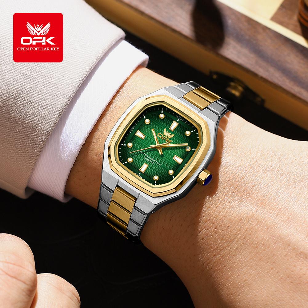 Mens Classic Analog Watch Octagon Square Case Quartz Movement Waterproof Luminous Wrist Watches