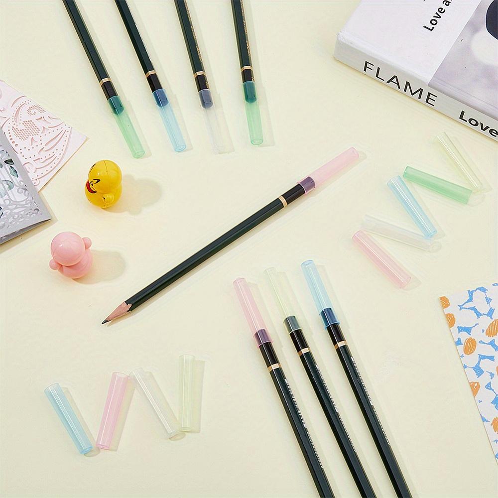 

A Pack of 50 Plastic Pencil Caps in Various Colors, Measuring 40X8Mm, Designed to Protect Pencils
