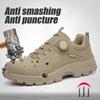 Herren Sicherheitsschuhe mit Stahlkappe, mit bruchsicheren, durchtrittsicheren und rutschfesten Sohlen, modische Knopf-Industriearbeitsschuhe