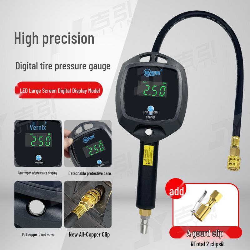 Digital Tire Pressure Gauge with Large Display and Inflator