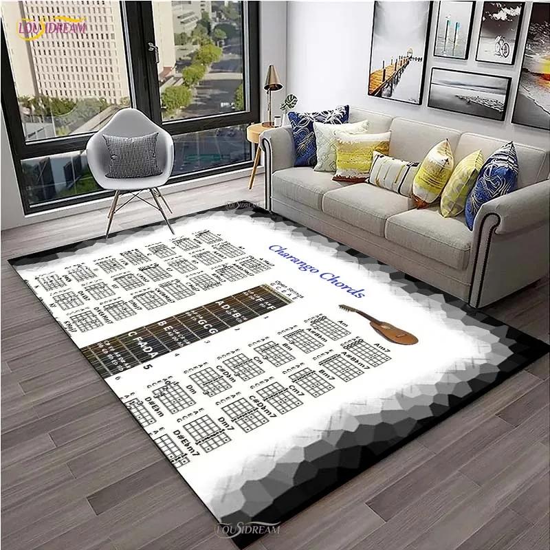 Muziek Basis Gitaar Akkoord Theorie Grafiek Piano Tapijt voor Woonkamer Slaapkamer Vloerkleden Keuken Antislip Vloermat Alfombra Verjaardagscadeau