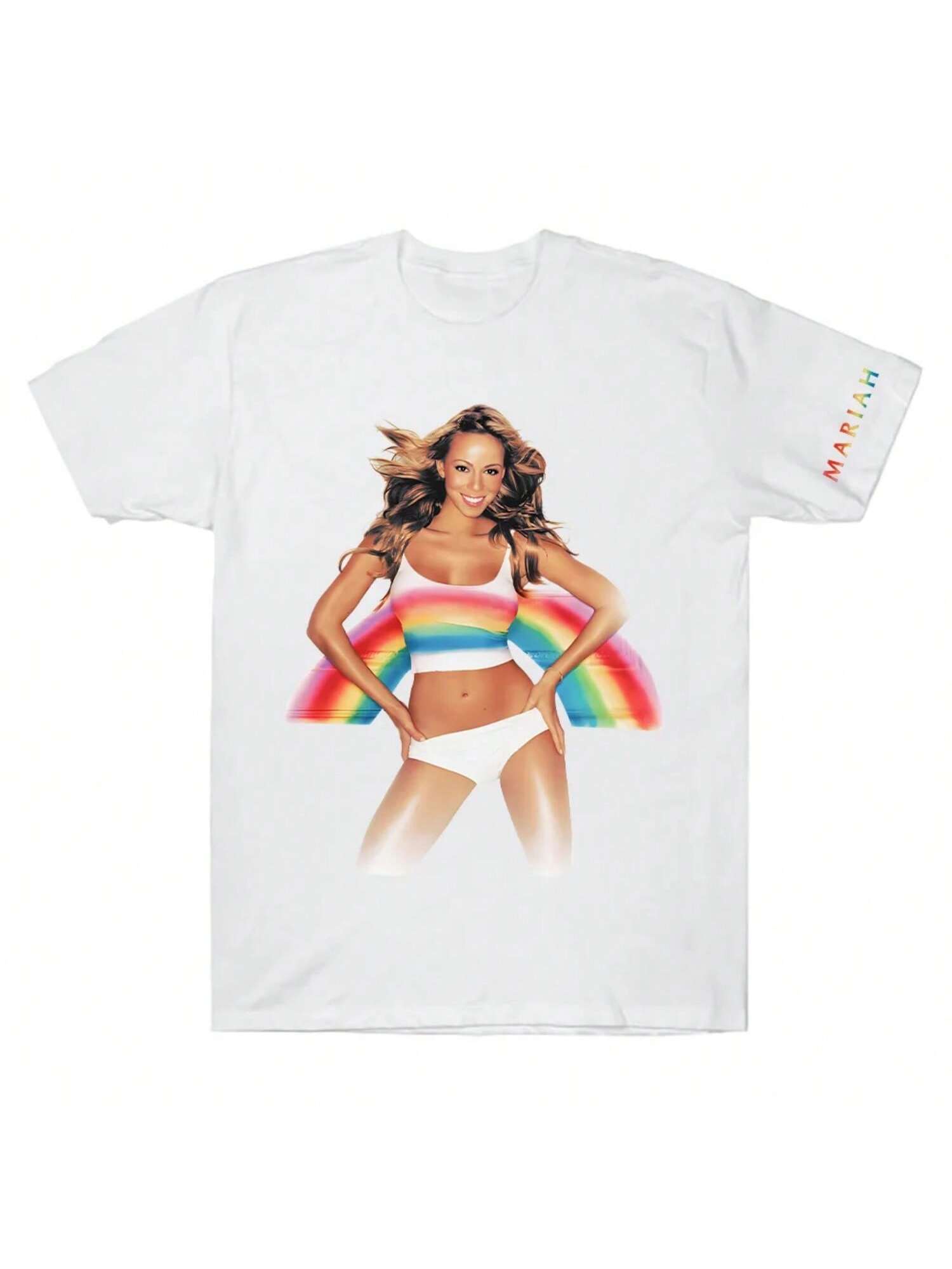 

Mariah Carey Merch Rainbow T-Shirt For Men Women Creative Cotton Tees Crew Neck Short Sleeve T Shirt Printed High Quality Tops XXXXXL чёрный