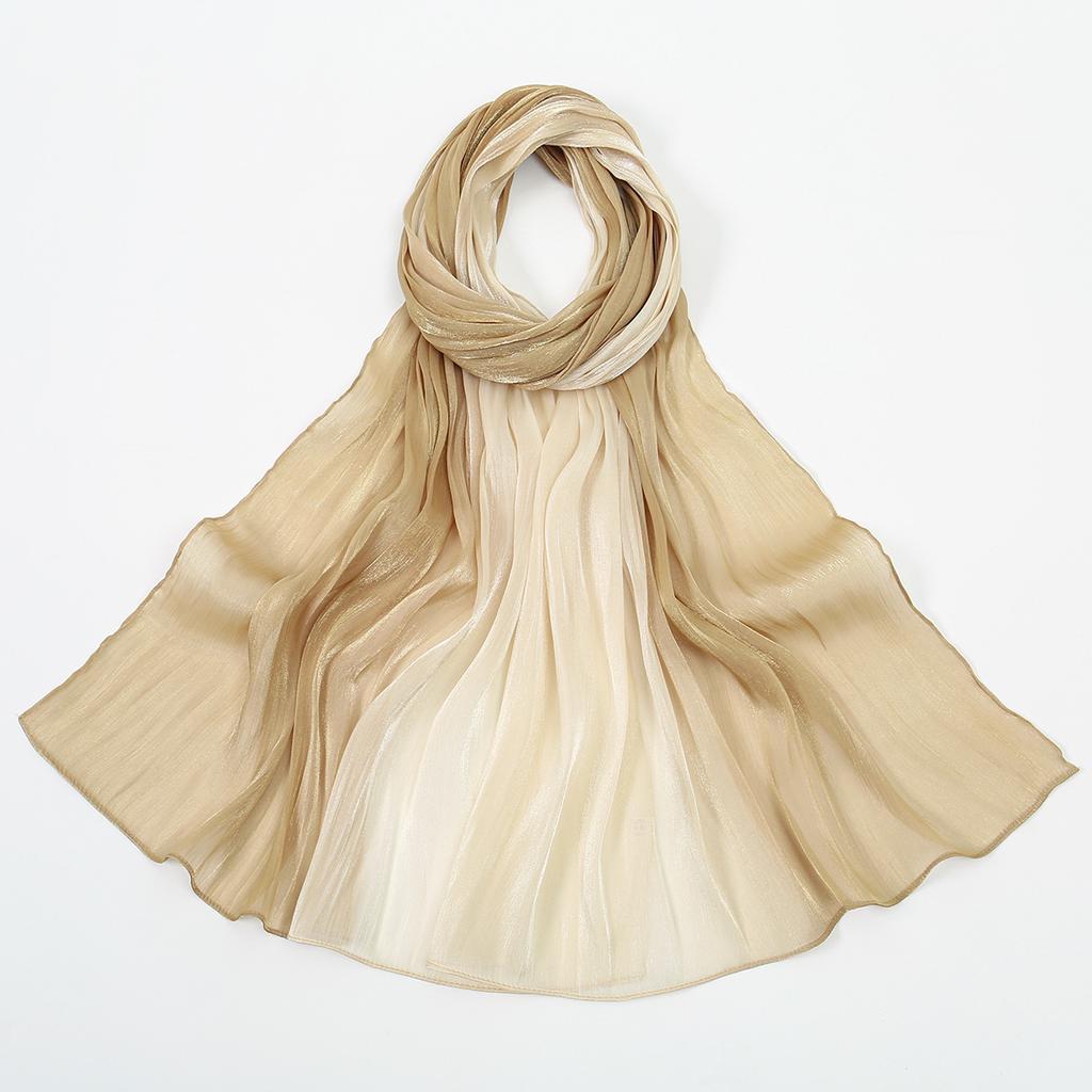 Gradient Twinkle Silk Hijab Scarf Muslim Women Hijab Plain Head Wraps Headscarf Shimmer Islam Turban Ramadan Head Cover 180*70Cm