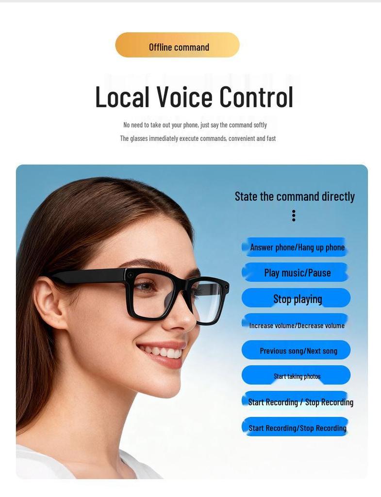 AI-Powered Smart Translation Glasses with 1200W Camera, Dual Microphone, Noise Reduction, and Live Streaming Capability.