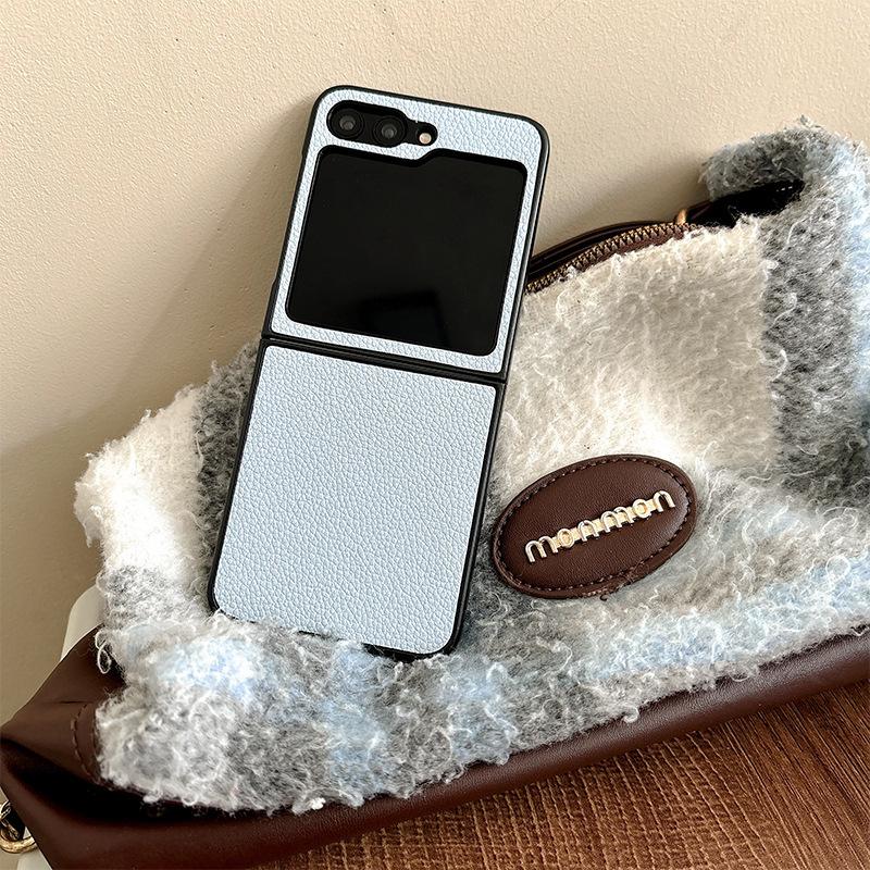 Leather Solid Color Mobile Phone Case for Samsung Zflip6 Clamshell Folding Screen Findn2Flip Hard Shell Xflip