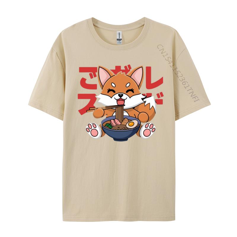 Kawaii Corgi Eating Raunisex Cute Japanese Anime Dog Lovers Rife Unisex Tees Pug Eating Raunisex T Shirts Premium Cotton Design T Shirt