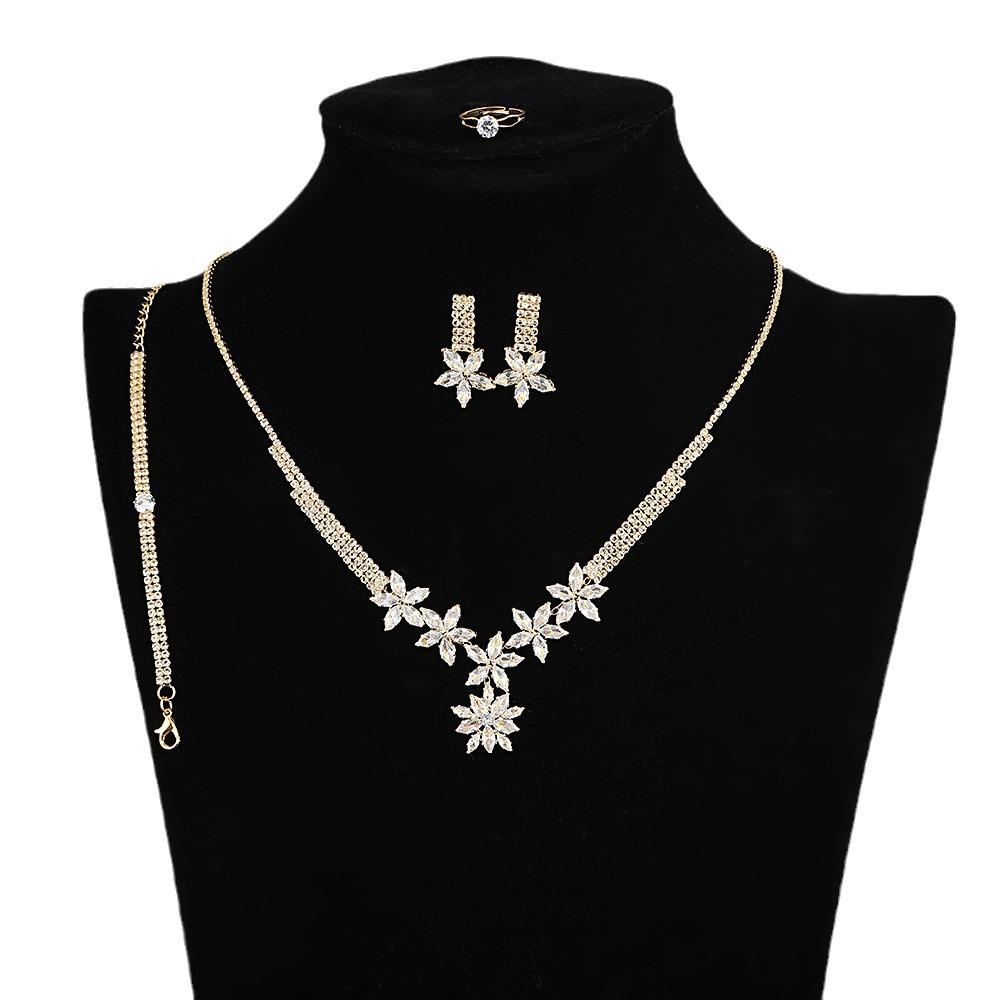 Bridal Necklace Set, High-End Light Luxury Style Diamond-Encrusted Jewelry, Exquisite Wedding Dress Jewelry Matching