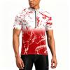 Men's Crew Neck Printed Zipper Breathable Quick Dry Short Sleeve Cycling Jersey for Outdoor Sports and Fitness Activities