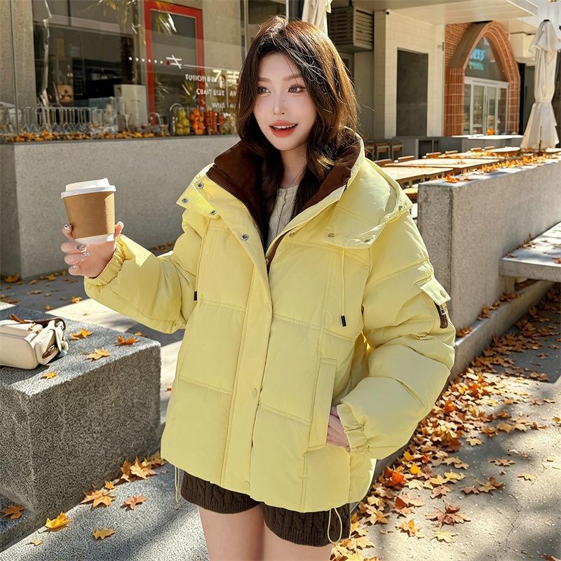 Winter New Women's Fashion Casual Warm College Cotton Coat Thickened Hooded Down Cotton Jacket