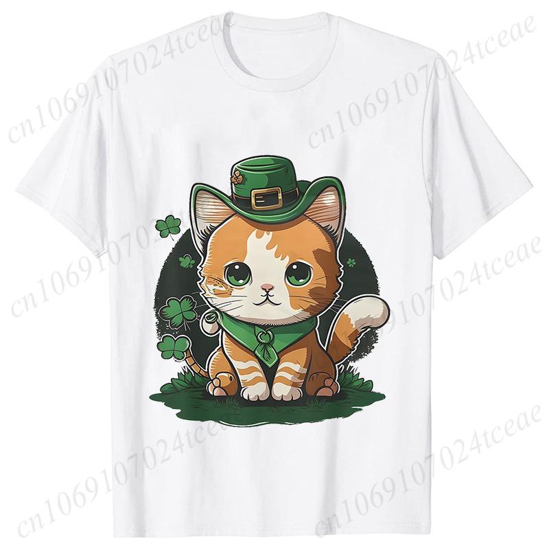 New Summer Tshirts St Patricks Day Irish Cat Happy St Patricks Fashion Womens Oversized TShirt Casual Womens Clothing Tops