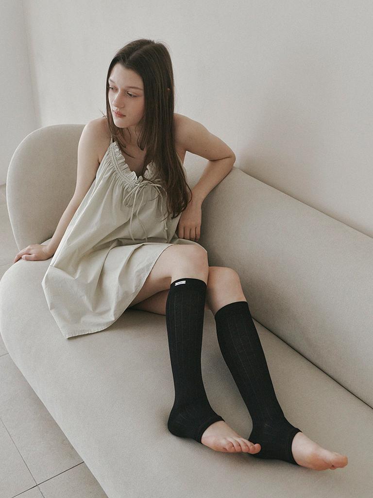 Meleuhen Ribbed Knee-Free Leg Socks_4Color