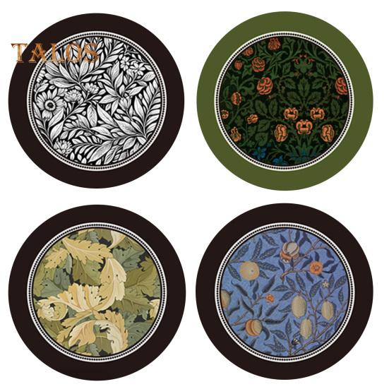 

Винтажная впитывающая подставка под стакан с этническим цветочным узором из ткани, быстросохнущий диатомитовый коврик для горячих и холодных напитков M 4pcs