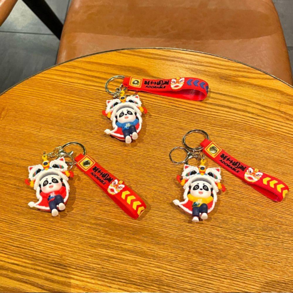 Small Pendants Year Snake Keychain Red Color Cartoon Keyring Lion Dance Doll  Daily Use
