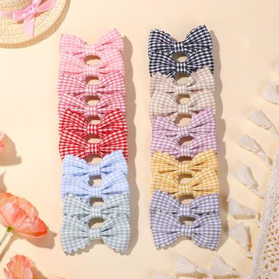 20pcs/set New Cute Plaid Print Hair Bow Clips for Baby Girls Sweet Handmade Mini Bowbot Hairpins Barrettes Hair Accessories