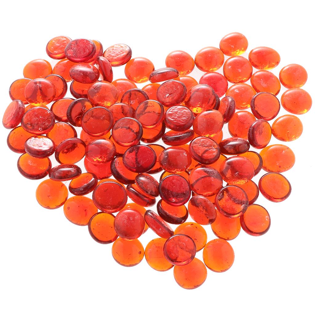 100Pcs Flat Glass Marble Pebbles Vase Fillers Decor Light Orange buy