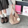 Solid Color Knitting Shoulder Bag Flower Large Capacity Bohemian Crochet Tote Bag Hollow Out Versatile Casual Woven Handbag