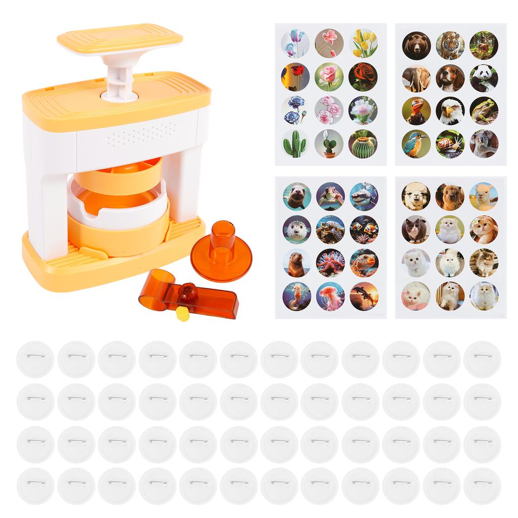 Máquina de Fazer Crachás 48 peças 55mm DIY Máquina de Prensa para Fazer Pins Kit Perfurador de Crachás Máquina de Prensa para Pins Presentes Artesanais para Crianças