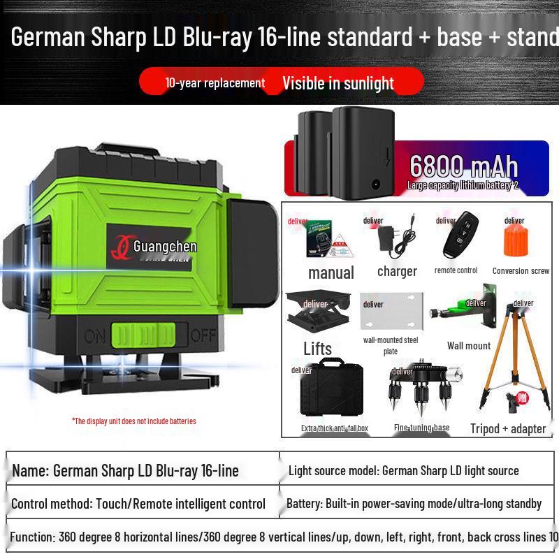 Infrared 16-Line High-Precision Green Laser Level for Wall & Floor Projection
